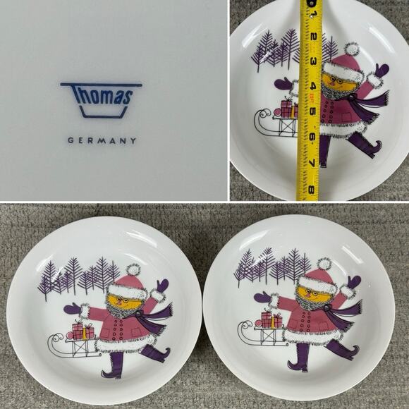 Vintage THOMAS Germany Purple Christmas Dish/Plate- Lot Of 2- Approx 8.5” - Picture 1 of 8